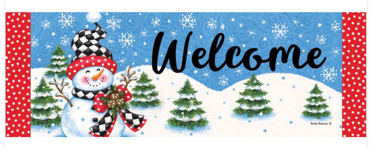 Custom Decor Checkered Snowman Small Sign