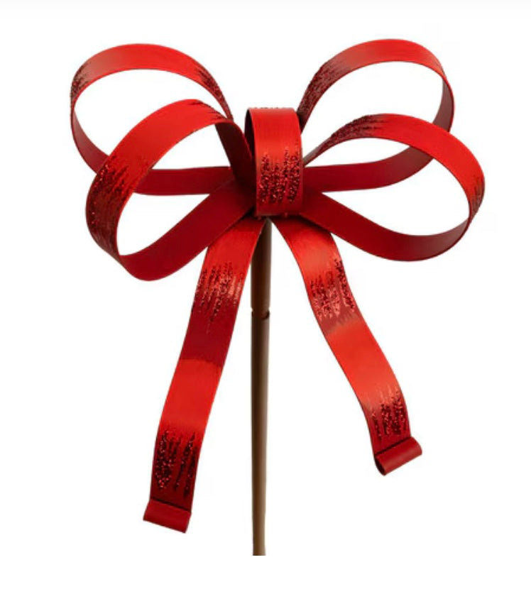 Round Top Red Bow Finial