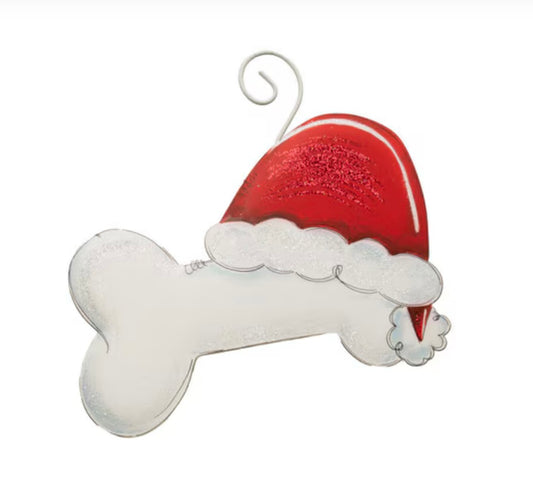 Round Top Dog Bone Santa Ornament
