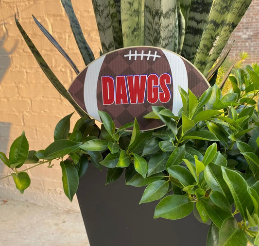 Lovely Reese Plaid Football Flower Pot Sign