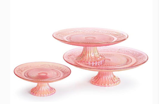 Pink Glass Cake Pedestal Medium