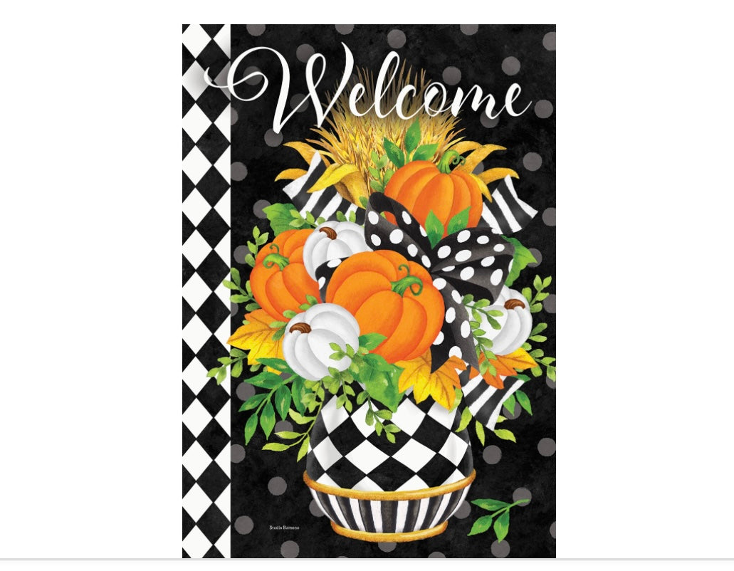 Custom Decor Black and White Planter Large Flag