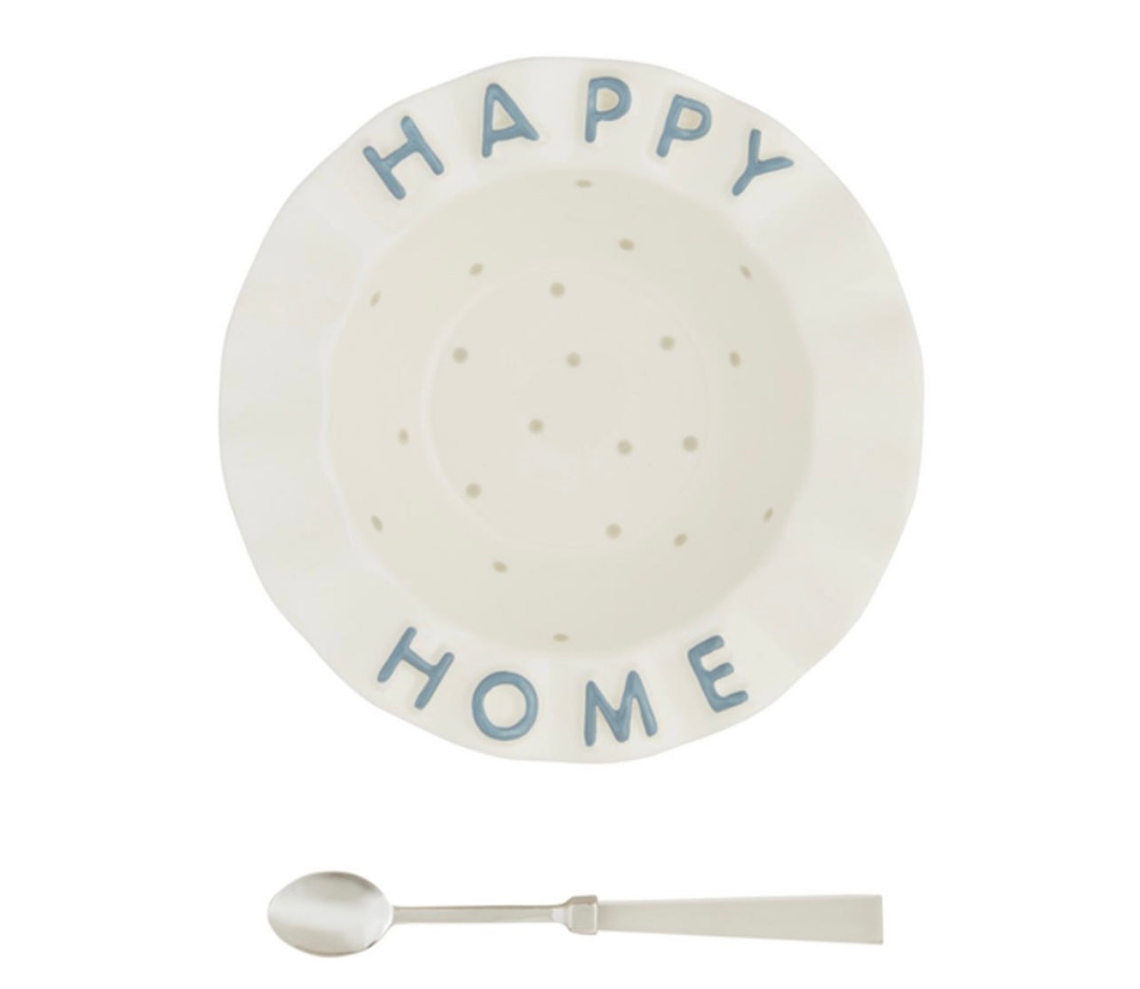 Mud Pie Wavy Rim Happy Bowl Set