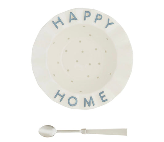 Mud Pie Wavy Rim Happy Bowl Set