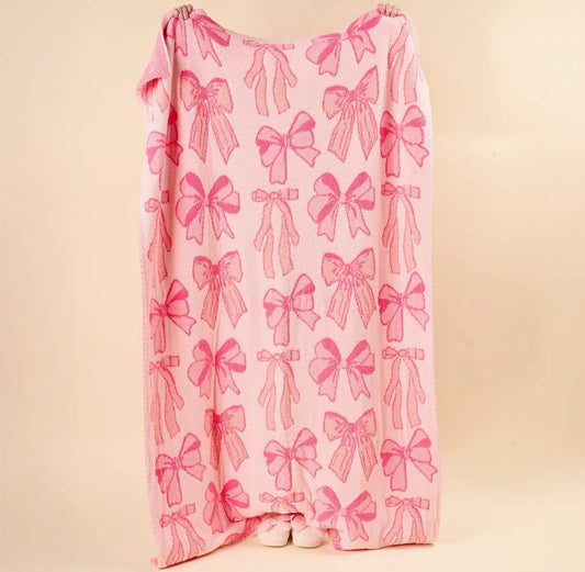 Cozy Dreams Luxe Blanket- Blushing Bows Pink