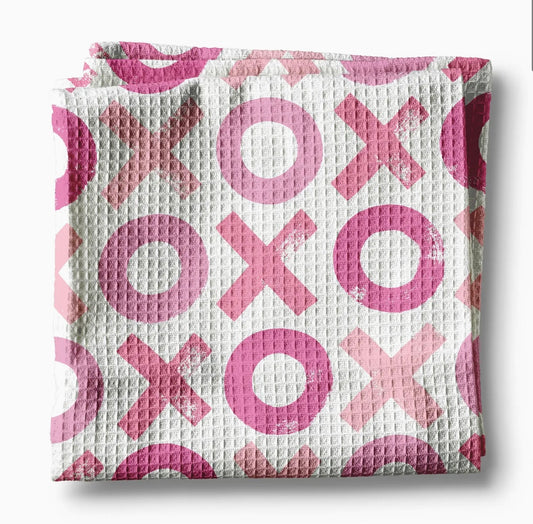Valentine Heart XOXO Galantine Kitchen Towel Waffle Baking