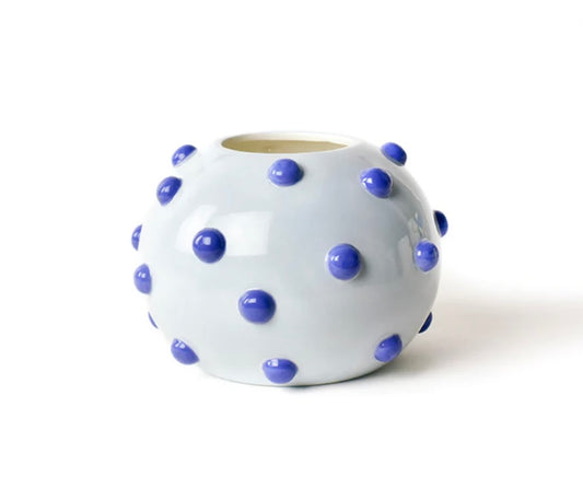 Cotton Colors Iris Blue Medium Round Vase with Knob Handles