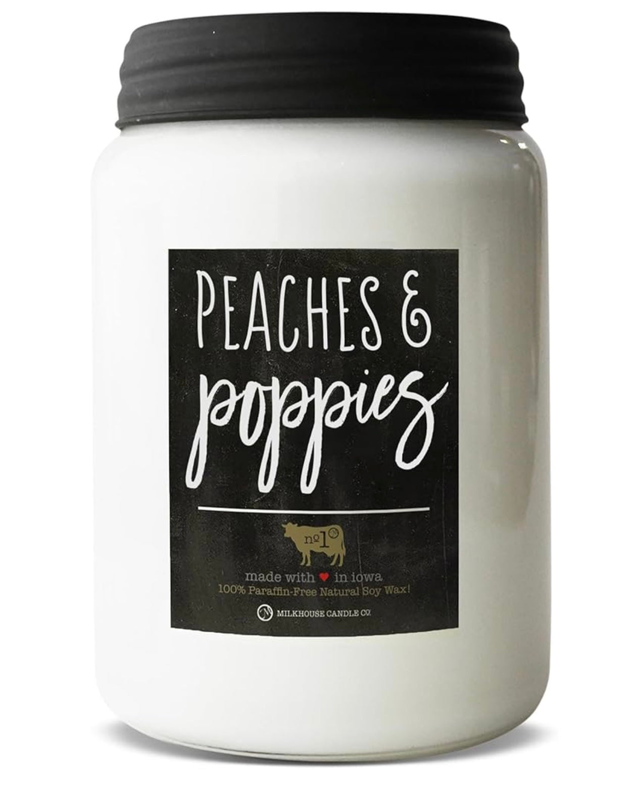 Farmhouse Apothecary Jar 26 oz: Peaches and Poppies