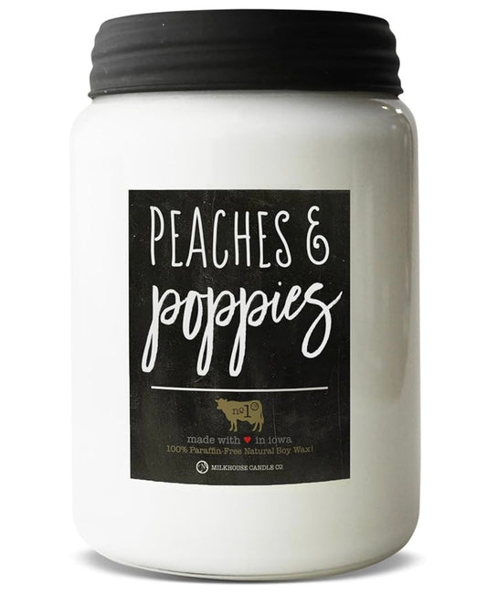 Farmhouse Apothecary Jar 26 oz: Peaches and Poppies