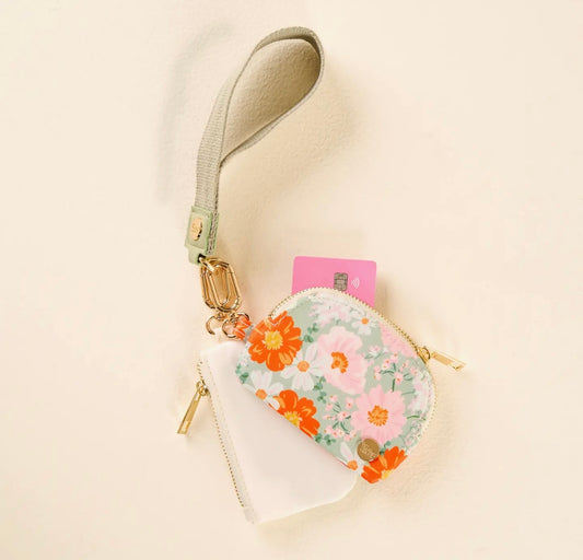 Dynamic Duo Pouch Wristlet- Bouquet Beauty Sage