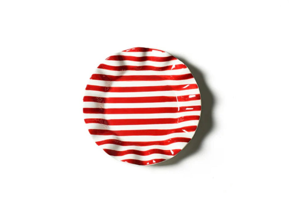 Cotton Colors Red Stripe Ruffle Salad Plate