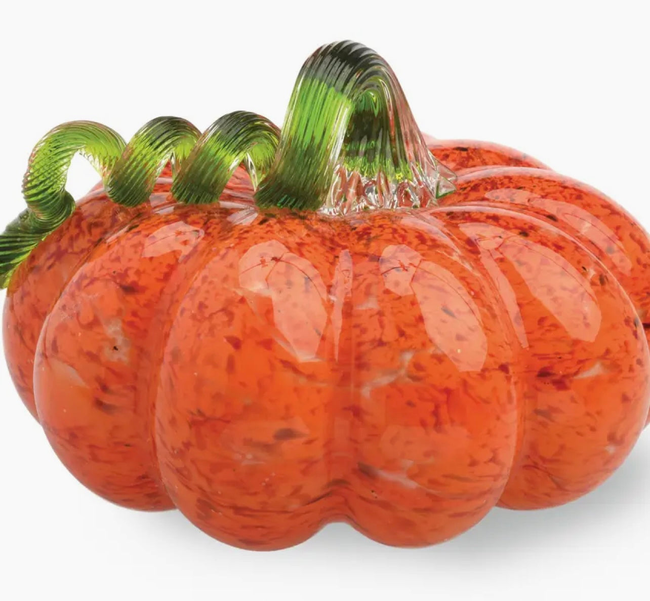Glass Pumpkin Orange with Green Stem