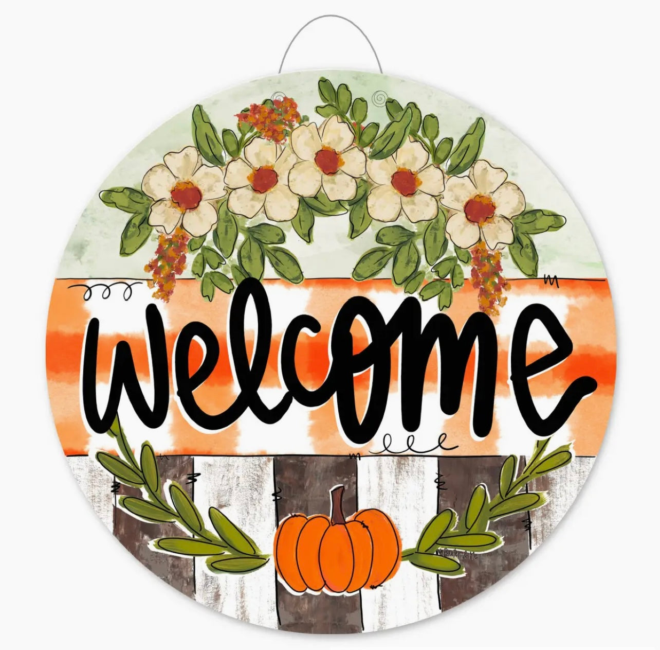 Welcome Pumpkin & Petals Door Hanger