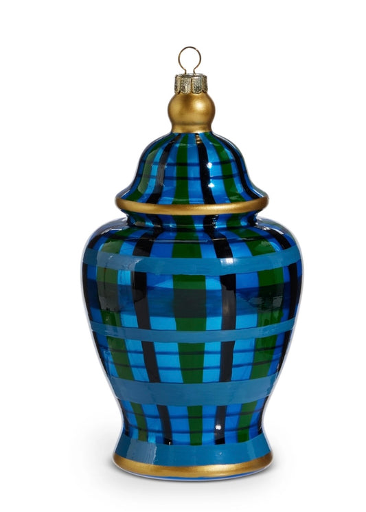 RAZ 6" Black Watch Plaid Ginger Jar Ornament