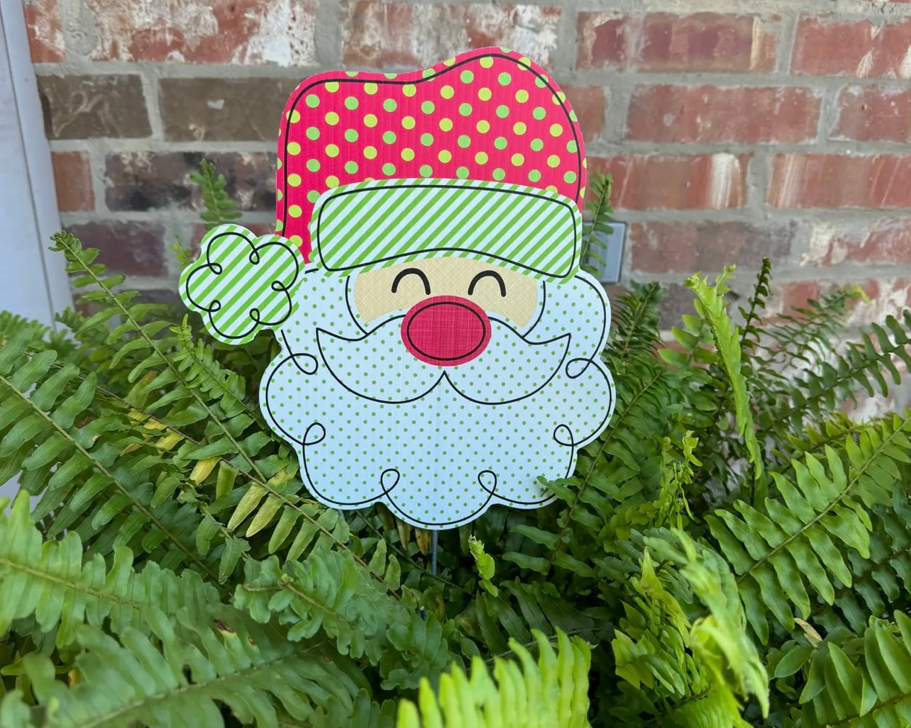 Lovely Reese Polka Dot Santa Light Skin Flower Pot Sign