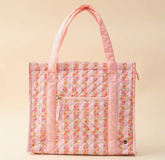 The Everyday Quilted Tote Bag- Petal Parade Pink
