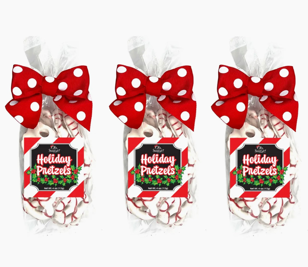 Oh Sugar Holiday Christmas Yogurt Pretzel 4oz Regular Treat Bag