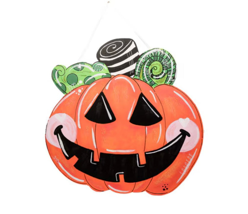 Round Top Jack O Lantern Door Hanger