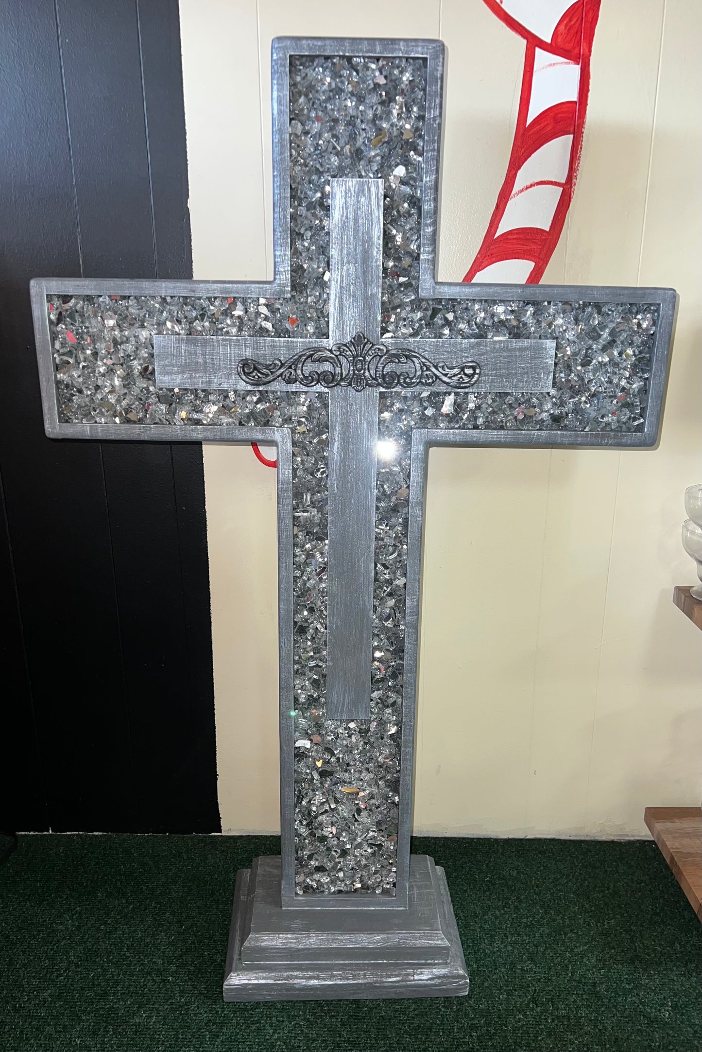 Handmade Wooden Cross- Extra Large 42.5 inches (gray)