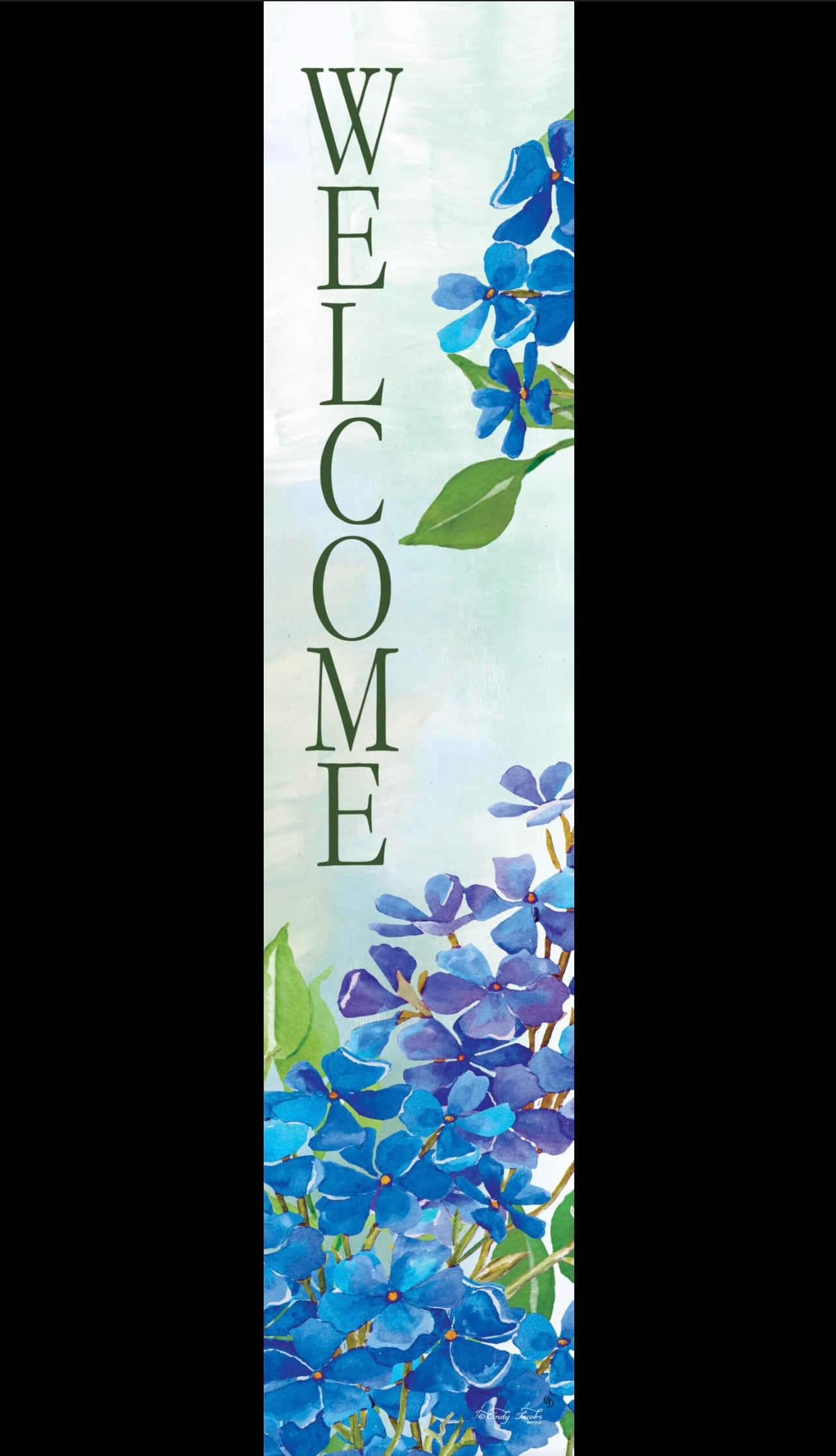 Custom Decor Hydrangeas Welcome Tall Sign