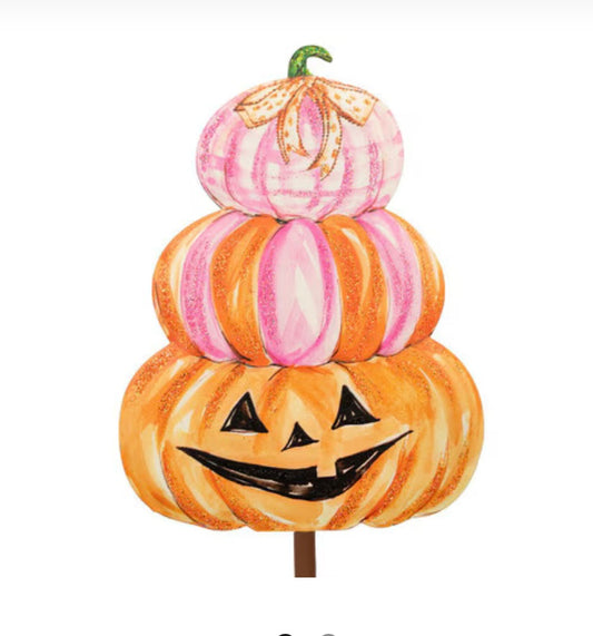 Round Top Pink Pumpkin Stack Finial