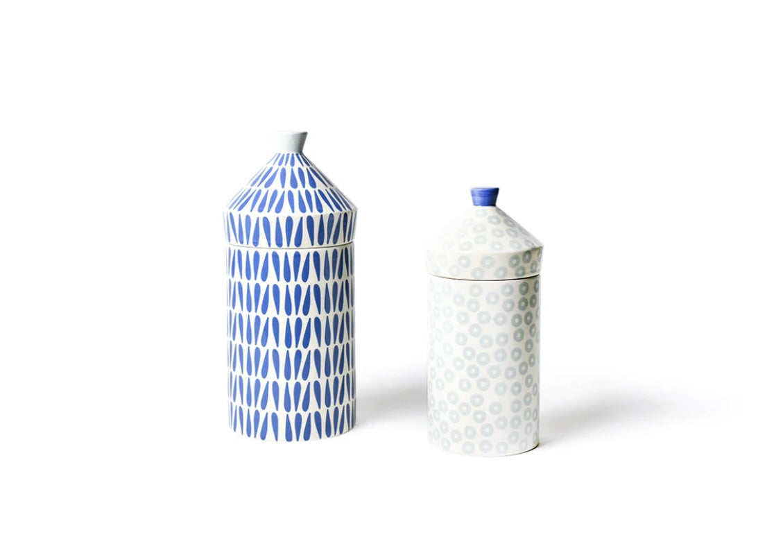 Cotton Colors Iris Blue Round Canister Set of 2