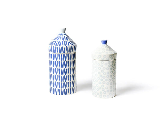 Cotton Colors Iris Blue Round Canister Set of 2