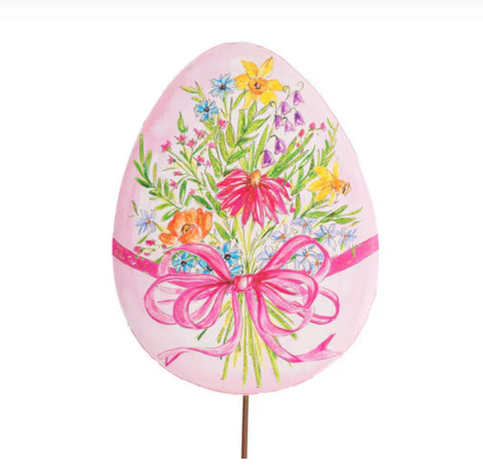 Round Top Floral Easter Egg Stake