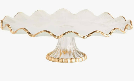 Mud Pie Gold Ruffled Cake Stand