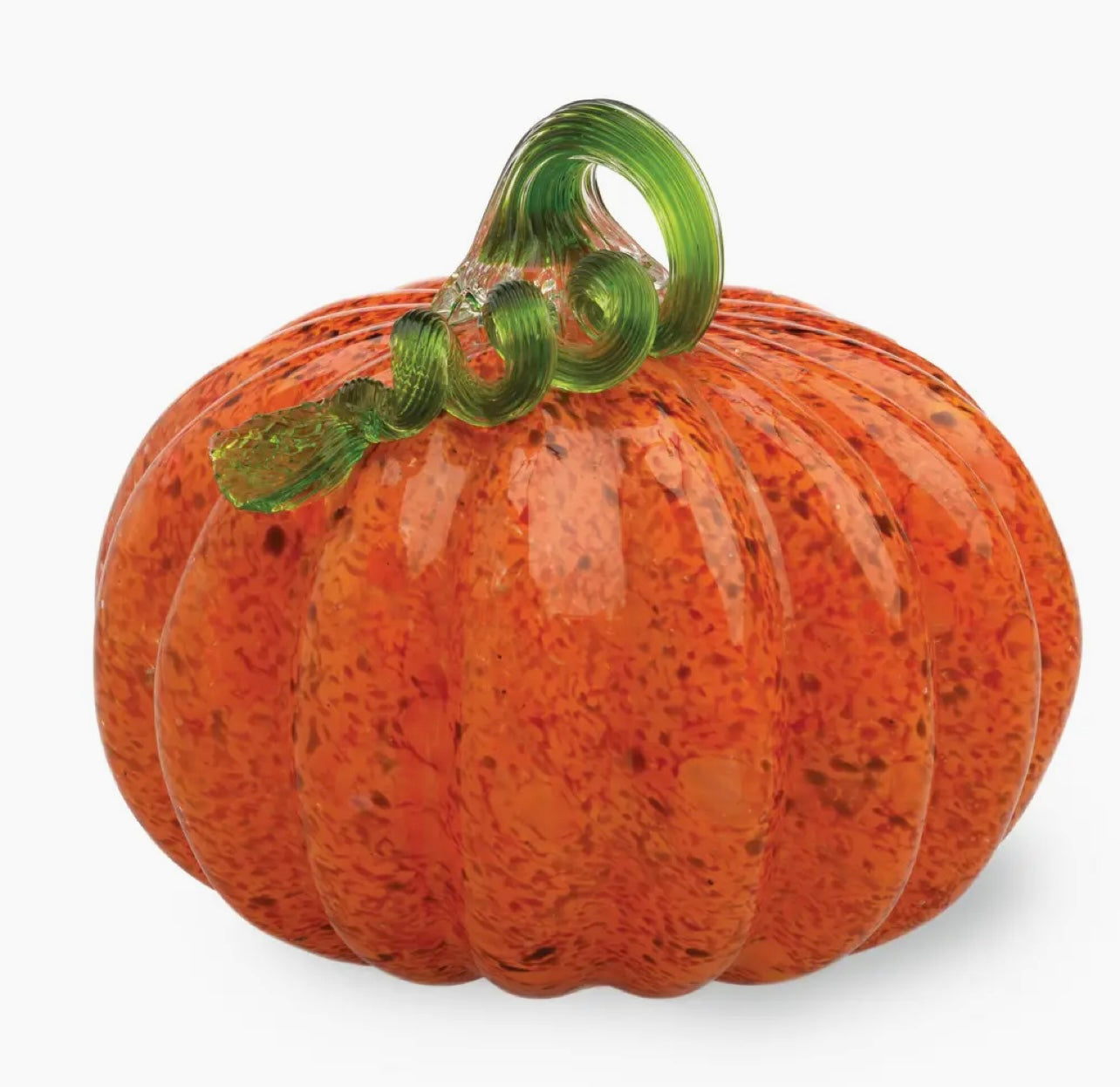 Glass Pumpkin Orange with Green Stem