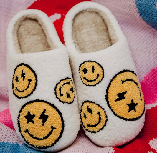 Star and Lightening Eyes Happy Face Slippers M/L
