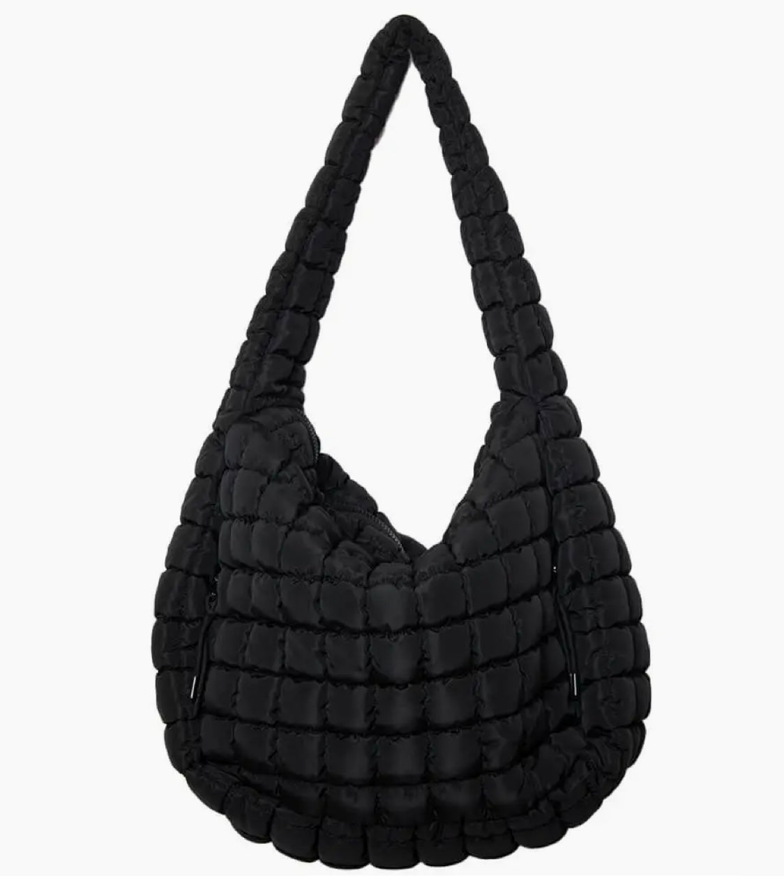 Black Oversized Quilted Hobo Tote Bag
