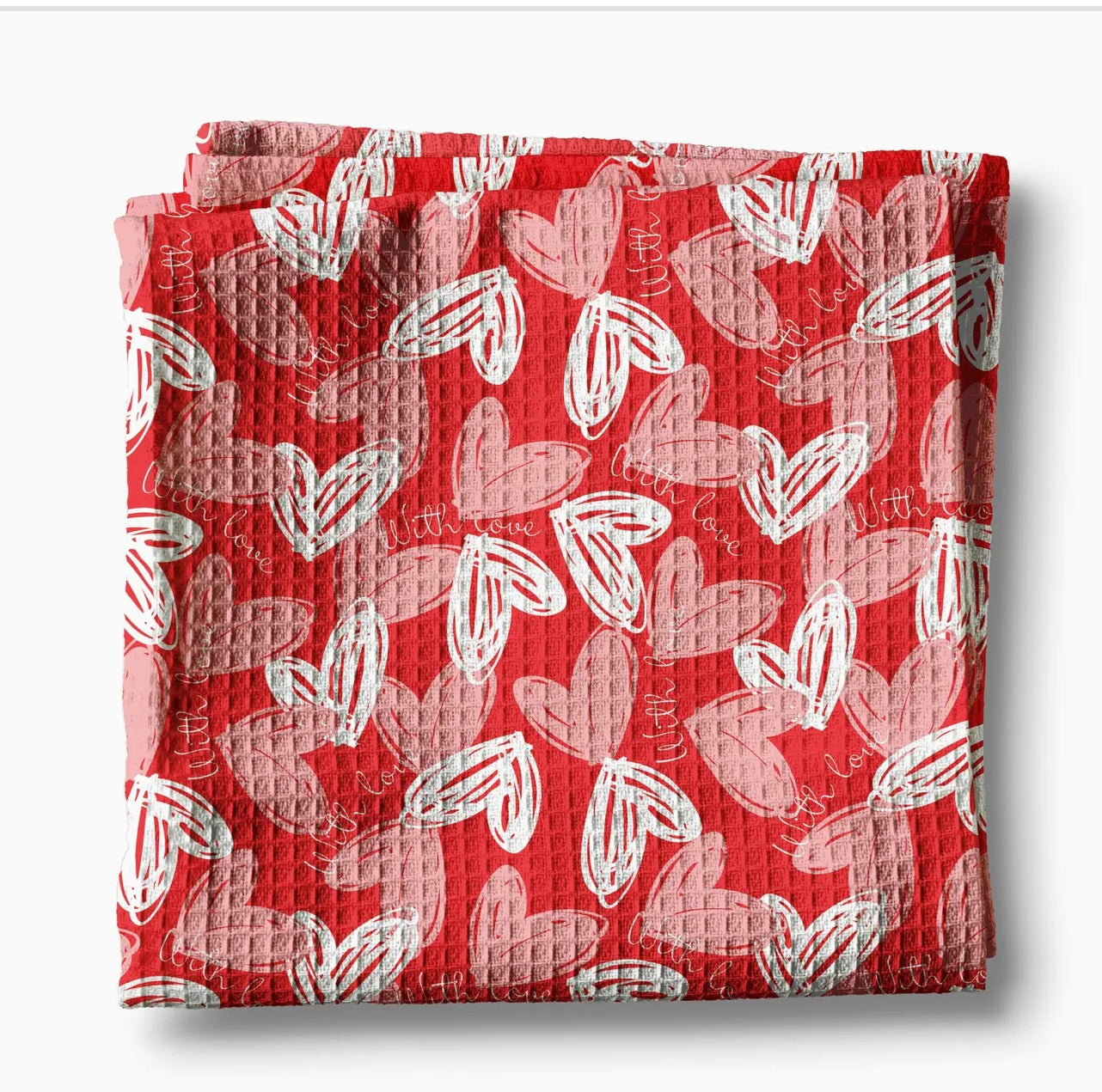 Valentine Heart XOXO Galantine Kitchen Towel Waffle