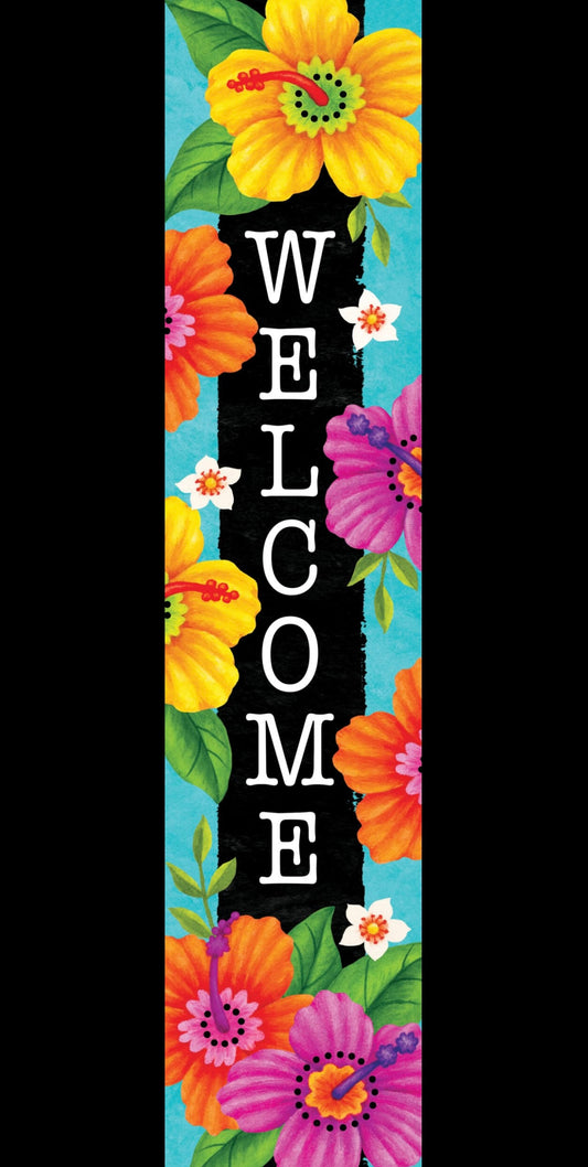 Custom Decor Hibiscus Stripe Tall Sign