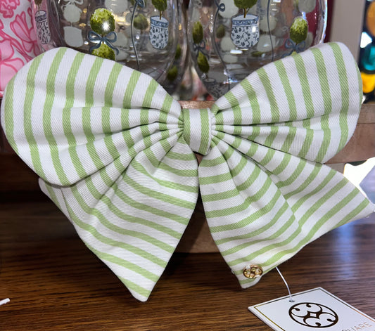 Fabric Bow Green Stripe