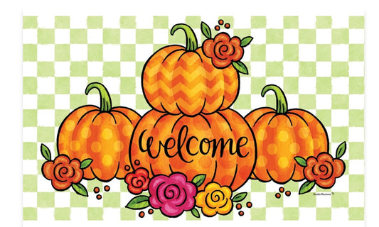 Custom Decor Floral Pumpkins Mat