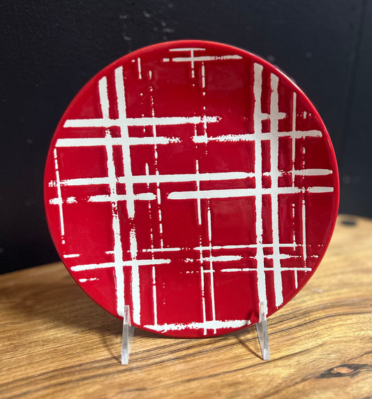 Red and White Salad Plate