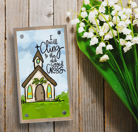 Old Rugged Cross Church Driftwood Happy Block