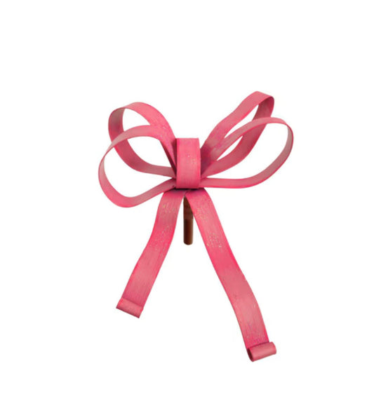Round Top Pink Bow Finial