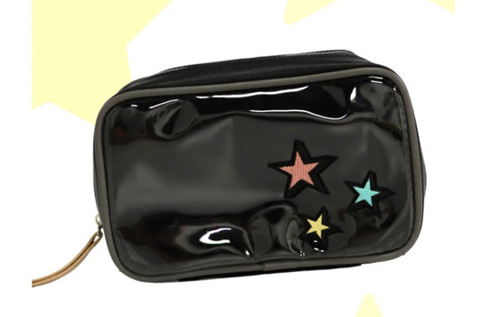 Jadelynn Brooke Black/Multi Colored Star Cosmetic Bag