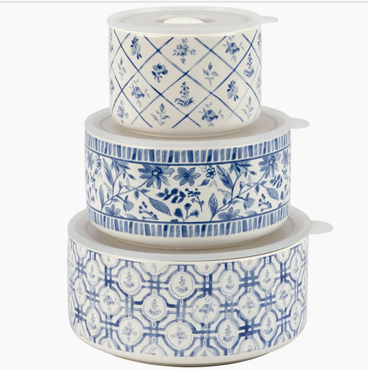 Blue Floral Server Set