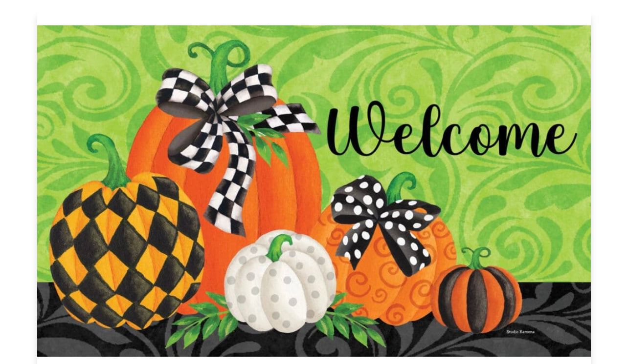 Custom Decor Whimsy Pumpkins Mat