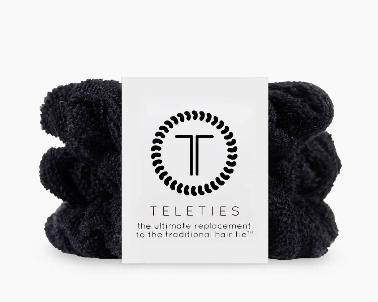 Teleties Terry Cloth Hair Scrunchie | Medium | Jet Black