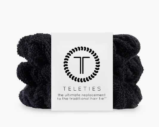Teleties Terry Cloth Hair Scrunchie | Medium | Jet Black