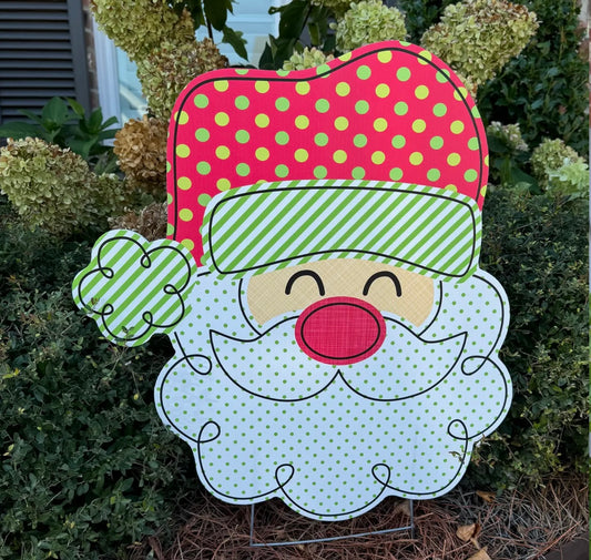 Lovely Reese Polka Dot Santa Light Skin Yard Sign