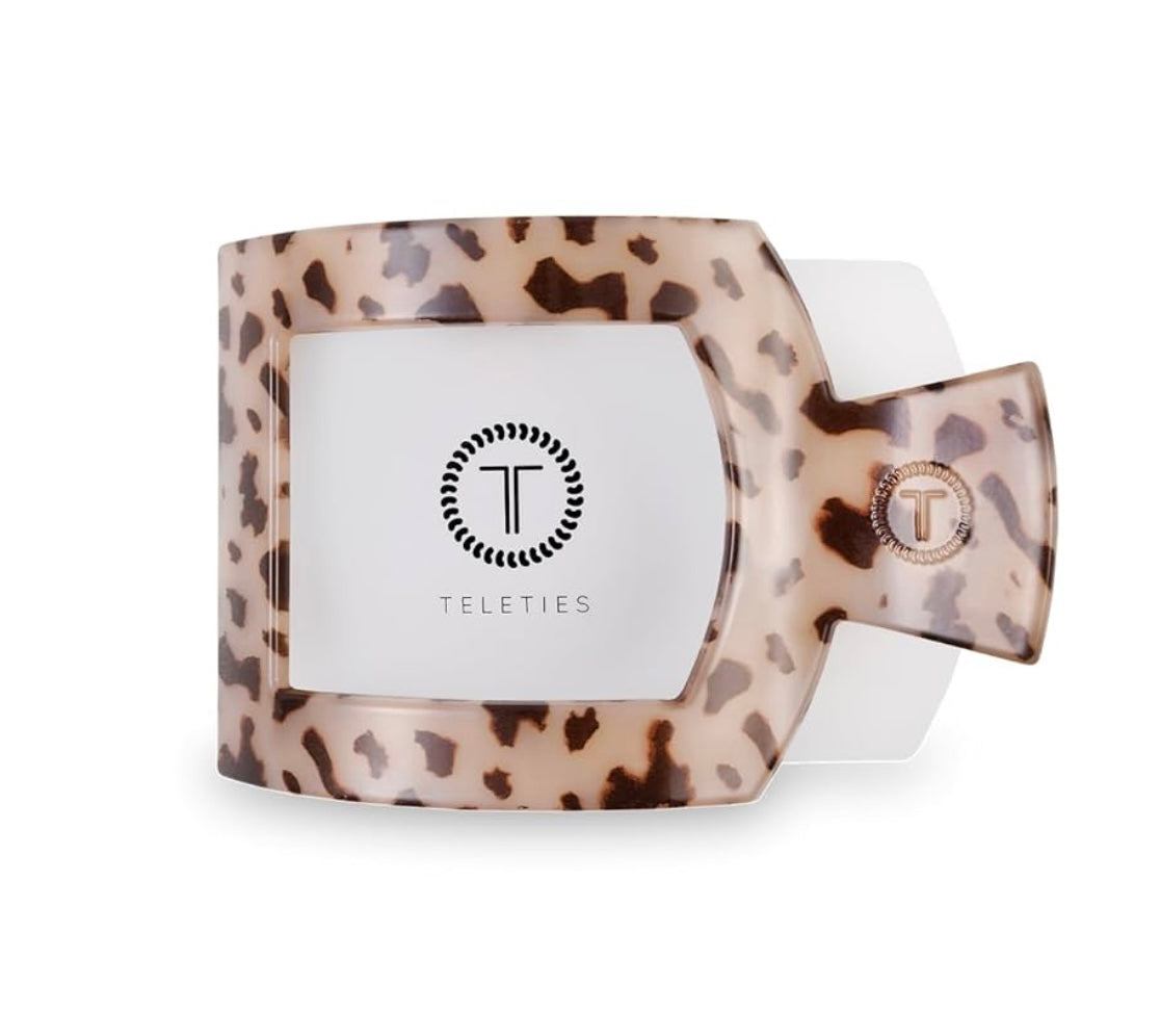 Teleties Blonde Tortoise Flat Rectangle Clip- Small