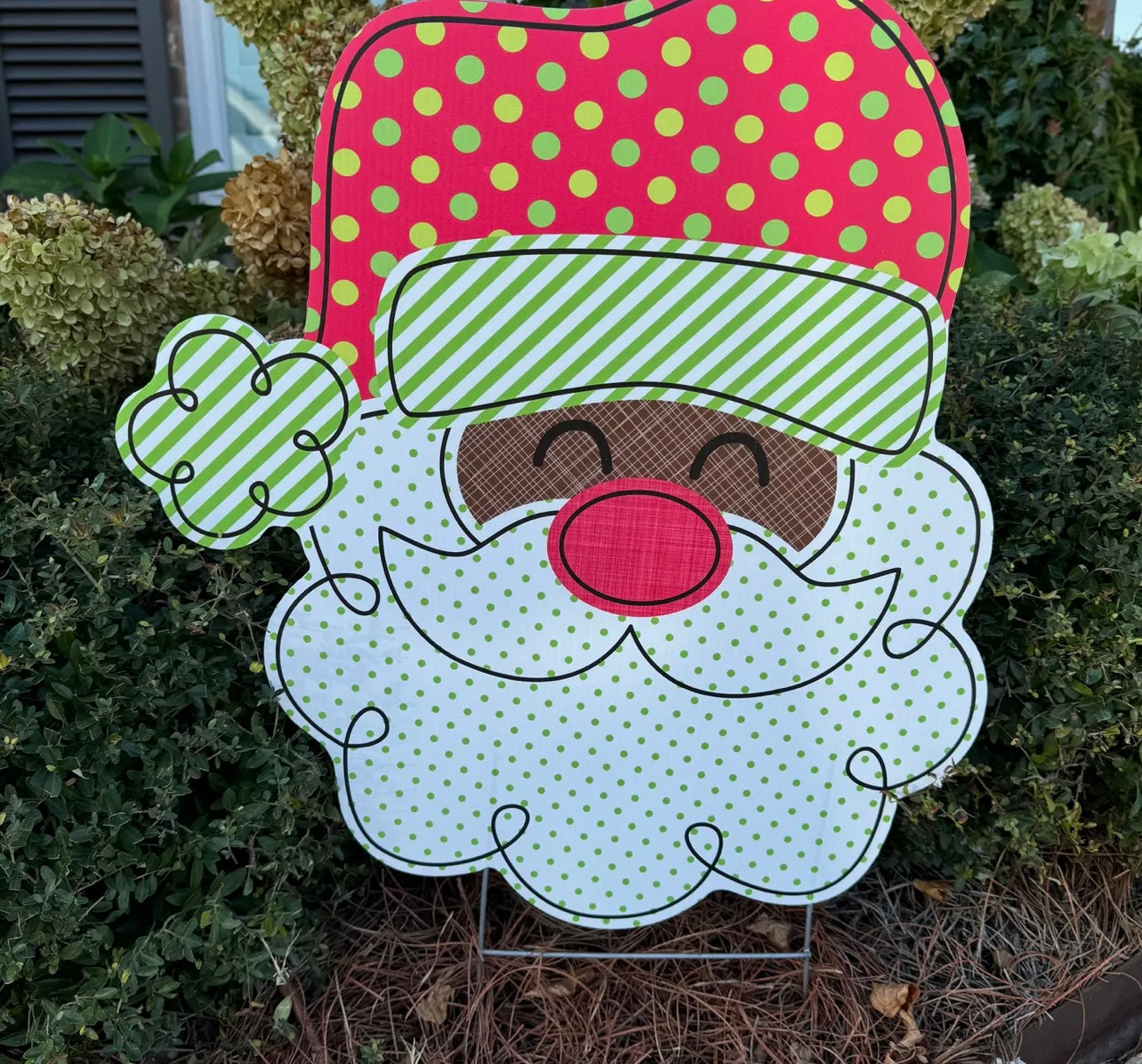 Lovely Reese Polka Dot Santa Dark Skin Yard Sign
