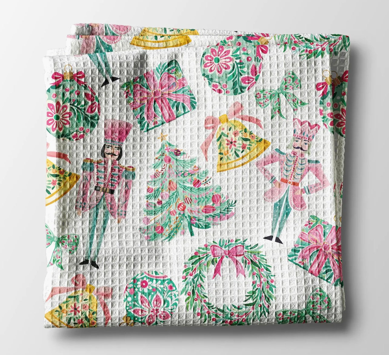 Nutcracker Pink Chinoiserie Christmas Kitchen Towel